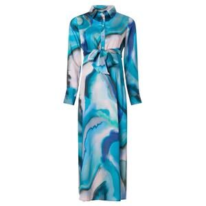 Pietro Brunelli Maternity Watercolor Anne Dress in Multi Blue, Size M